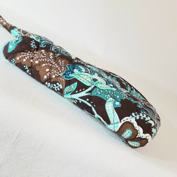 Vera Bradley Java Blue Wristlet One Inside Pocket Brown Turquoise Blue Print - Picture 4 of 6